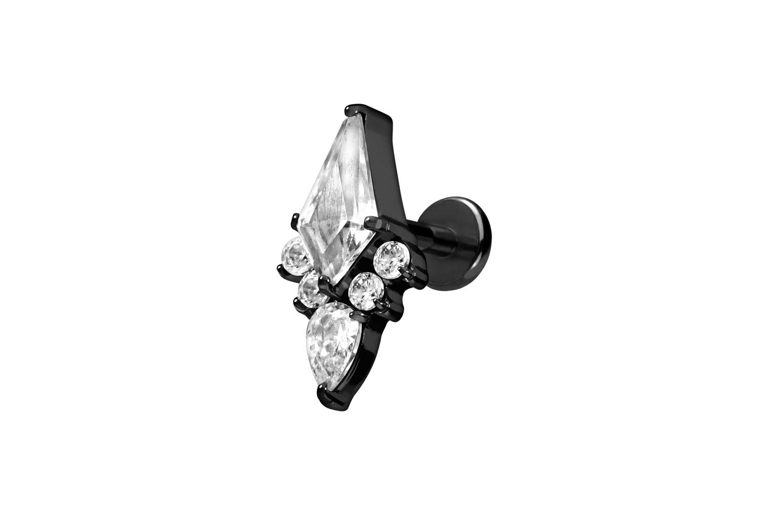 Titan Labret Piercing mit Push Fit KRISTALLSCHILD